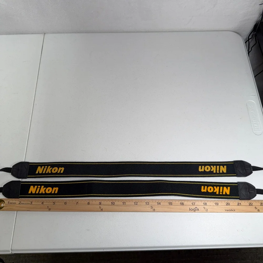 Nikon Camera Neck Strap Adjustable Woven Logo Black Yellow 2 Piece Lot Secure